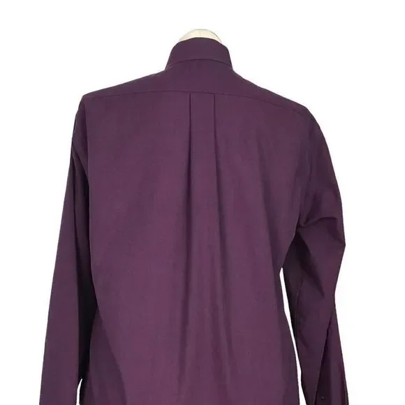 Stafford Shirt Men 16 34 35 Purple Wrinkle Free Classic Cotton Blend Button Up - Picture 7 of 8